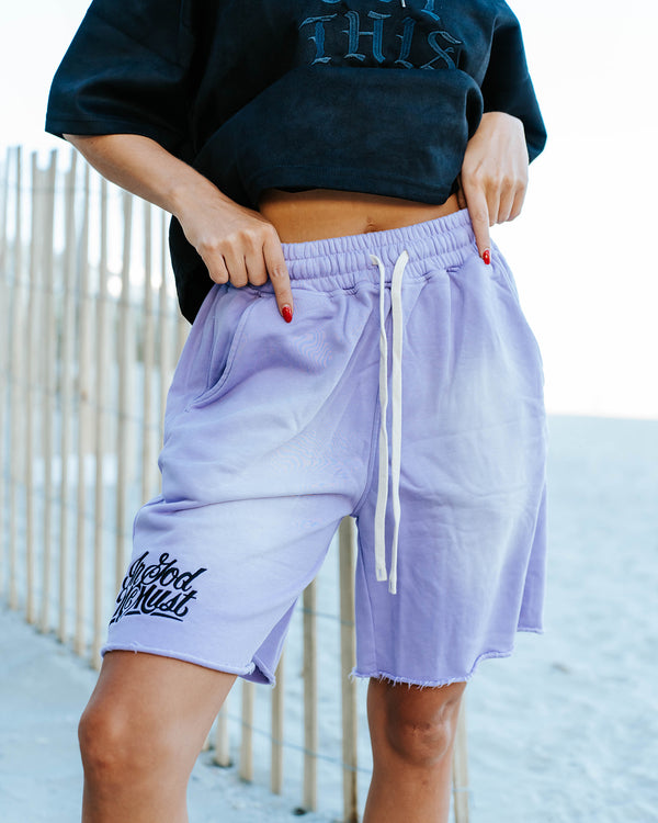 Vintage Washed Heavyweight Shorts- Purple