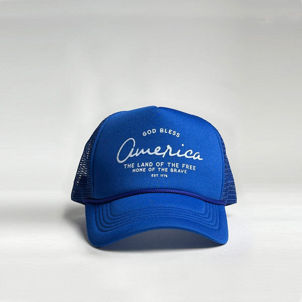 'God Bless' Trucker Hat- Royal