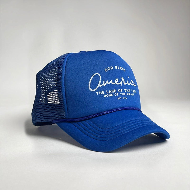 'God Bless' Trucker Hat- Royal