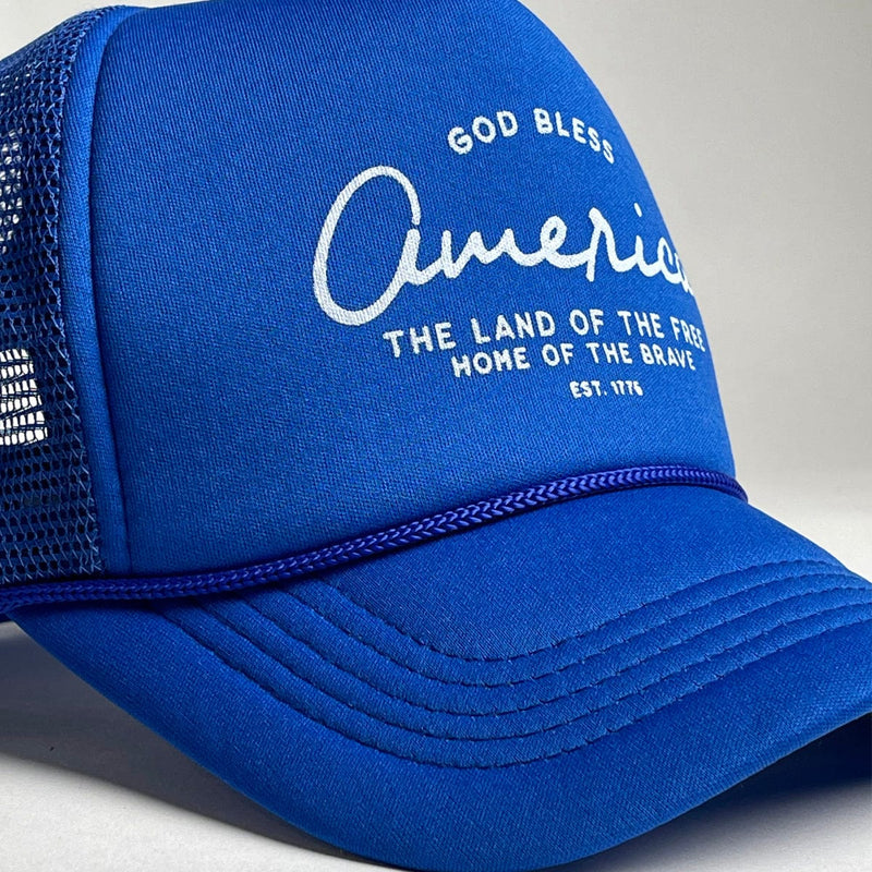 'God Bless' Trucker Hat- Royal